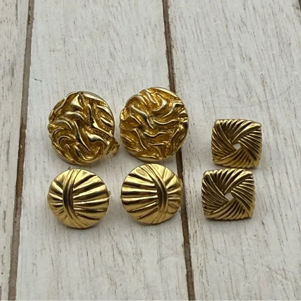 Sarah Coventry Textured Gold Earrings Trio